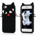 iPhone SE 5 5s - 3D Silicone Soft Cartoon Cute Protective Phone Cover Case - Black Cat